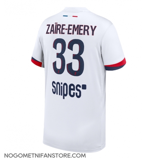 Moški Paris Saint-Germain Warren Zaire-Emery #33 Replika nogometni dresi Gostujoči 2025-26 Kratek Rokav Moški Paris Saint-Germain Warren Zaire-Emery #33 Replika nogometni dresi Gostujoči 2025-26 Kratek Rokav