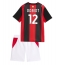 Otroški AC Milan Adrien Rabiot #12 Replika nogometni dresi kompleti Domači 2026-27 Kratek Rokav (+ hlače)
