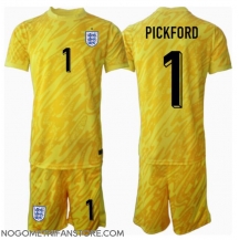 Otroški Anglija Jordan Pickford #1 Vratar Replika nogometni dresi kompleti Gostujoči EP 2024 Kratek Rokav (+ hlače)
