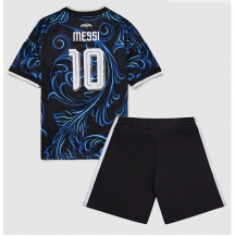 Otroški Argentina Lionel Messi #10 Replika nogometni dresi kompleti Gostujoči SP 2026 Kratek Rokav (+ hlače)