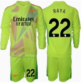 Otroški Arsenal David Raya #22 Vratar Replika nogometni dresi kompleti Domači 2024-25 Dolgi Rokav (+ hlače)