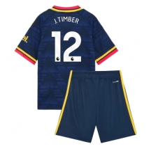 Otroški Arsenal Jurrien Timber #12 Replika nogometni dresi kompleti Gostujoči 2026-27 Kratek Rokav (+ hlače)