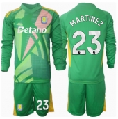 Otroški Aston Villa Emiliano Martinez #23 Vratar Replika nogometni dresi kompleti Domači 2024-25 Dolgi Rokav (+ hlače)