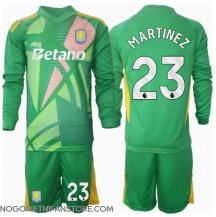 Otroški Aston Villa Emiliano Martinez #23 Vratar Replika nogometni dresi kompleti Domači 2024-25 Dolgi Rokav (+ hlače)