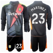 Otroški Aston Villa Emiliano Martinez #23 Vratar Replika nogometni dresi kompleti Gostujoči 2024-25 Dolgi Rokav (+ hlače)