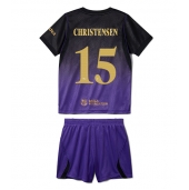 Otroški Barcelona Andreas Christensen #15 Replika nogometni dresi kompleti Gostujoči 2026-27 Kratek Rokav (+ hlače)