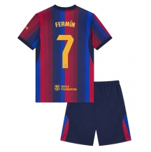 Otroški Barcelona Fermin Lopez #7 Replika nogometni dresi kompleti Domači 2026-27 Kratek Rokav (+ hlače)