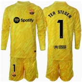 Otroški Barcelona Ter Stegen #1 Vratar Replika nogometni dresi kompleti Domači 2024-25 Dolgi Rokav (+ hlače)