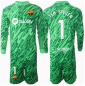 Otroški Barcelona Ter Stegen #1 Vratar Replika nogometni dresi kompleti Gostujoči 2024-25 Dolgi Rokav (+ hlače)