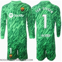 Otroški Barcelona Ter Stegen #1 Vratar Replika nogometni dresi kompleti Gostujoči 2024-25 Dolgi Rokav (+ hlače)