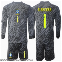 Otroški Brazilija Alisson Becker #1 Vratar Replika nogometni dresi kompleti Gostujoči Copa America 2024 Dolgi Rokav (+ hlače)