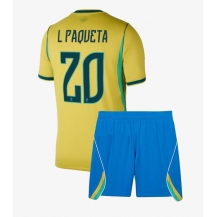 Otroški Brazilija Lucas Paqueta #20 Replika nogometni dresi kompleti Domači SP 2026 Kratek Rokav (+ hlače)