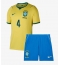 Otroški Brazilija Marquinhos #4 Replika nogometni dresi kompleti Domači SP 2026 Kratek Rokav (+ hlače)