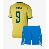 Otroški Brazilija Matheus Cunha #9 Replika nogometni dresi kompleti Domači SP 2026 Kratek Rokav (+ hlače)
