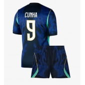 Otroški Brazilija Matheus Cunha #9 Replika nogometni dresi kompleti Gostujoči SP 2026 Kratek Rokav (+ hlače)