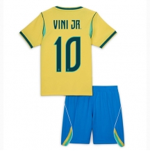 Otroški Brazilija Vinicius Junior #10 Replika nogometni dresi kompleti Domači SP 2026 Kratek Rokav (+ hlače)