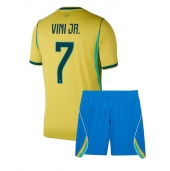 Otroški Brazilija Vinicius Junior #7 Replika nogometni dresi kompleti Domači SP 2026 Kratek Rokav (+ hlače)