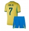 Otroški Brazilija Vinicius Junior #7 Replika nogometni dresi kompleti Domači SP 2026 Kratek Rokav (+ hlače)