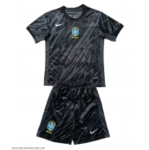 Otroški Brazilija Vratar Replika nogometni dresi kompleti Gostujoči Copa America 2024 Kratek Rokav (+ hlače)