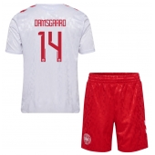 Otroški Danska Mikkel Damsgaard #14 Replika nogometni dresi kompleti Gostujoči EP 2024 Kratek Rokav (+ hlače)
