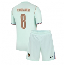 Otroški Francija Aurelien Tchouameni #8 Replika nogometni dresi kompleti Gostujoči SP 2026 Kratek Rokav (+ hlače)