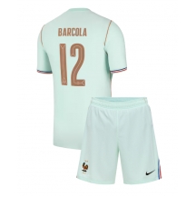 Otroški Francija Bradley Barcola #12 Replika nogometni dresi kompleti Gostujoči SP 2026 Kratek Rokav (+ hlače)