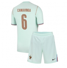 Otroški Francija Eduardo Camavinga #6 Replika nogometni dresi kompleti Gostujoči SP 2026 Kratek Rokav (+ hlače)