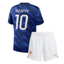 Otroški Francija Kylian Mbappe #10 Replika nogometni dresi kompleti Domači SP 2026 Kratek Rokav (+ hlače)