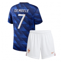 Otroški Francija Ousmane Dembele #7 Replika nogometni dresi kompleti Domači SP 2026 Kratek Rokav (+ hlače)