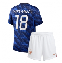Otroški Francija Warren Zaire-Emery #18 Replika nogometni dresi kompleti Domači SP 2026 Kratek Rokav (+ hlače)