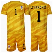 Otroški Hrvaška Dominik Livakovic #1 Vratar Replika nogometni dresi kompleti Domači EP 2024 Kratek Rokav (+ hlače)