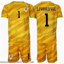 Otroški Hrvaška Dominik Livakovic #1 Vratar Replika nogometni dresi kompleti Domači EP 2024 Kratek Rokav (+ hlače)
