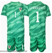 Otroški Hrvaška Dominik Livakovic #1 Vratar Replika nogometni dresi kompleti Gostujoči EP 2024 Kratek Rokav (+ hlače)