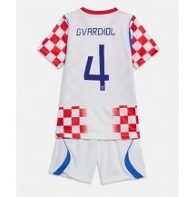 Otroški Hrvaška Josko Gvardiol #4 Replika nogometni dresi kompleti Domači SP 2026 Kratek Rokav (+ hlače)