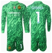 Otroški Inter Milan Yann Sommer #1 Vratar Replika nogometni dresi kompleti Domači 2024-25 Dolgi Rokav (+ hlače)