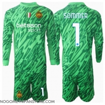 Otroški Inter Milan Yann Sommer #1 Vratar Replika nogometni dresi kompleti Domači 2024-25 Dolgi Rokav (+ hlače)