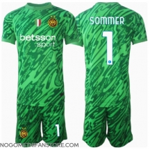 Otroški Inter Milan Yann Sommer #1 Vratar Replika nogometni dresi kompleti Domači 2024-25 Kratek Rokav (+ hlače)