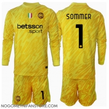 Otroški Inter Milan Yann Sommer #1 Vratar Replika nogometni dresi kompleti Gostujoči 2024-25 Dolgi Rokav (+ hlače)