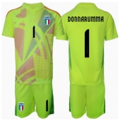 Otroški Italija Gianluigi Donnarumma #1 Vratar Replika nogometni dresi kompleti Domači EP 2024 Kratek Rokav (+ hlače)