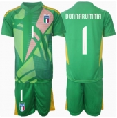 Otroški Italija Gianluigi Donnarumma #1 Vratar Replika nogometni dresi kompleti Gostujoči EP 2024 Kratek Rokav (+ hlače)