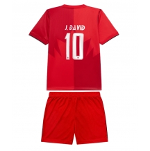Otroški Kanada Jonathan David #10 Replika nogometni dresi kompleti Domači SP 2026 Kratek Rokav (+ hlače)