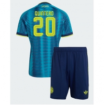 Otroški Kolumbija Juan Fernando Quintero #20 Replika nogometni dresi kompleti Gostujoči SP 2026 Kratek Rokav (+ hlače)