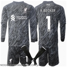 Otroški Liverpool Alisson Becker #1 Vratar Replika nogometni dresi kompleti Domači 2024-25 Dolgi Rokav (+ hlače)