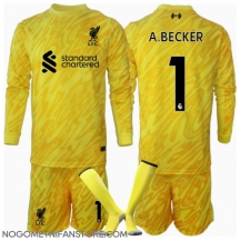 Otroški Liverpool Alisson Becker #1 Vratar Replika nogometni dresi kompleti Tretji 2024-25 Dolgi Rokav (+ hlače)