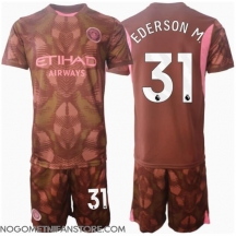Otroški Manchester City Ederson Moraes #31 Vratar Replika nogometni dresi kompleti Domači 2024-25 Kratek Rokav (+ hlače)