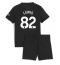 Otroški Manchester City Rico Lewis #82 Replika nogometni dresi kompleti Gostujoči 2025-26 Kratek Rokav (+ hlače)