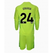 Otroški Manchester United Andre Onana #24 Vratar Replika nogometni dresi kompleti Gostujoči 2024-25 Dolgi Rokav (+ hlače)