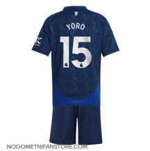 Otroški Manchester United Leny Yoro #15 Replika nogometni dresi kompleti Gostujoči 2024-25 Kratek Rokav (+ hlače)