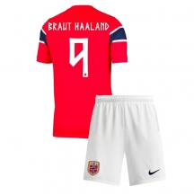 Otroški Norveška Erling Haaland #9 Replika nogometni dresi kompleti Domači SP 2026 Kratek Rokav (+ hlače)