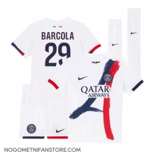 Otroški Paris Saint-Germain Bradley Barcola #29 Replika nogometni dresi kompleti Gostujoči 2024-25 Kratek Rokav (+ hlače)